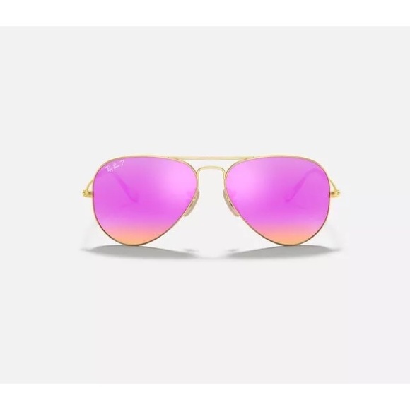 Ray-Ban Large Aviator Sunglasses RB3025 1124T 58mm Gold Frame Pink Flash Lens - Picture 2 of 7